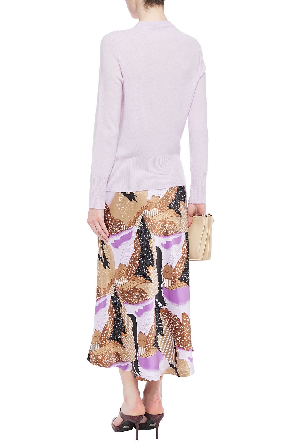 EQUIPMENT Printed silk-twill midi skirt