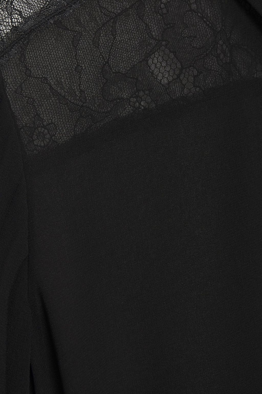 BOUTIQUE MOSCHINO Pleated lace-paneled georgette shirt