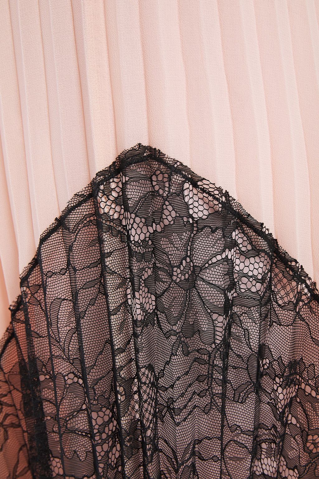 BOUTIQUE MOSCHINO Lace-paneled pleated georgette midi skirt
