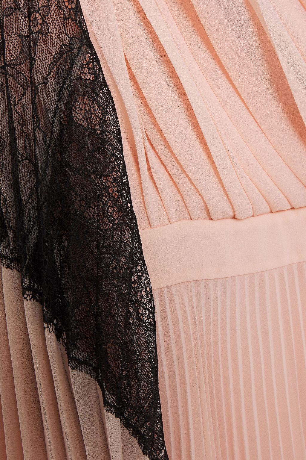 BOUTIQUE MOSCHINO Lace-paneled pleated georgette dress
