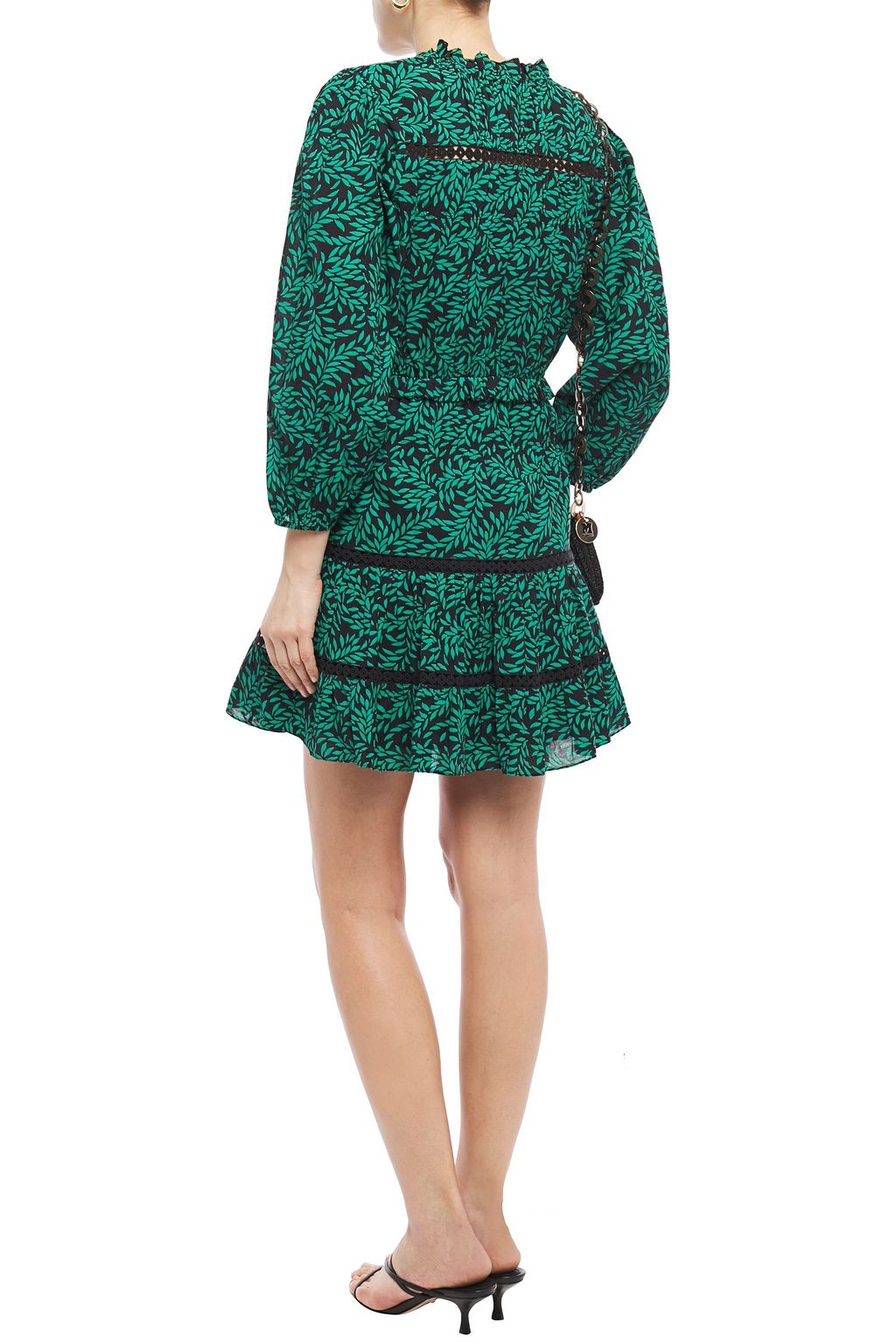 JOIE Salama lace-trimmed cotton-blend mousseline mini dress