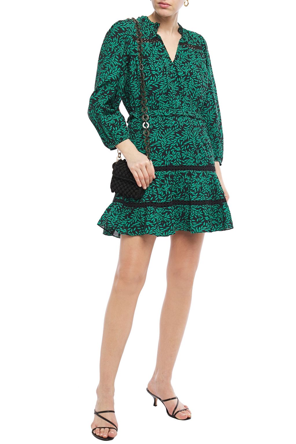 JOIE Salama lace-trimmed cotton-blend mousseline mini dress