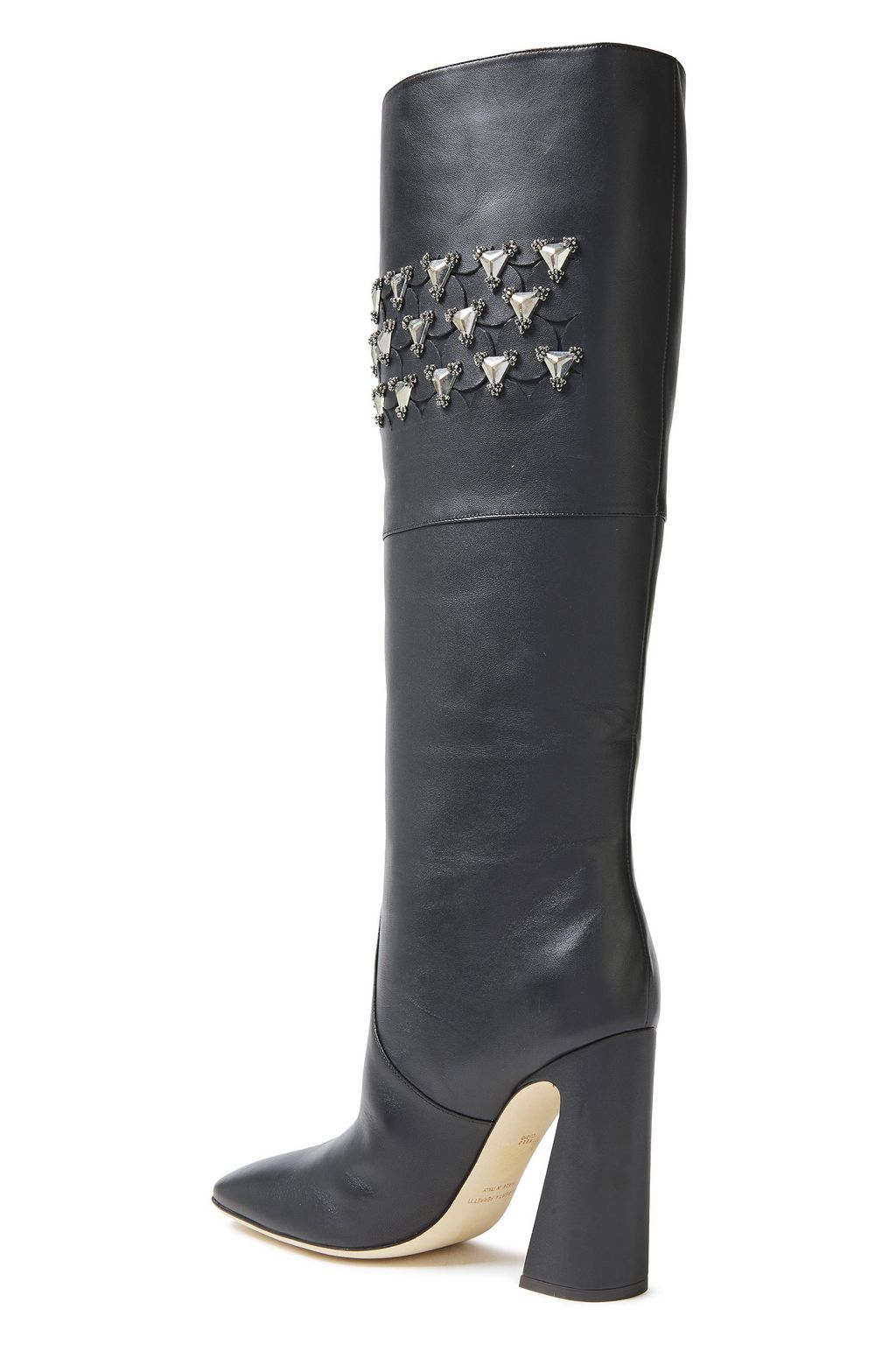 ALBERTA FERRETTI Laser-cut embellished leather knee boots