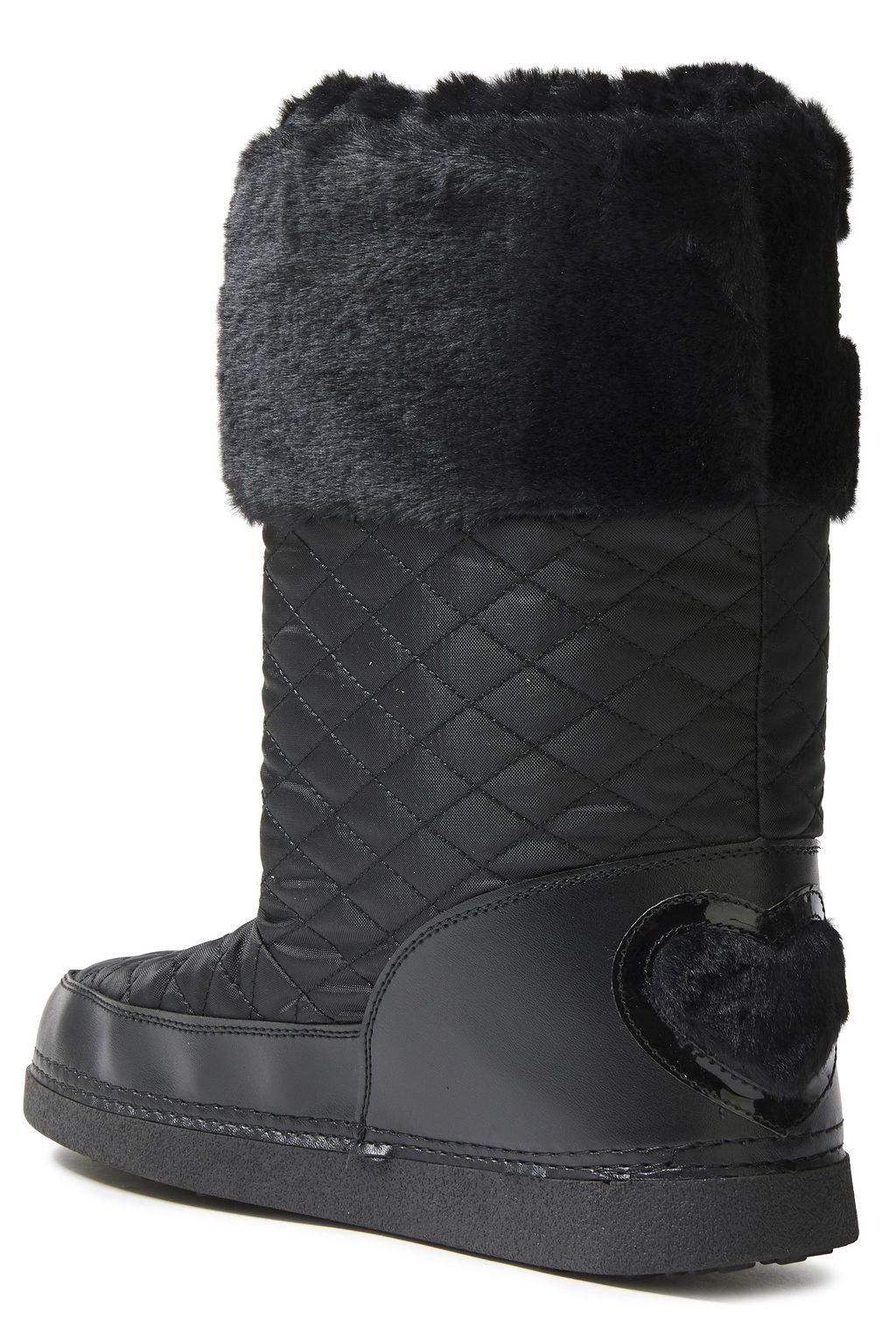 LOVE MOSCHINO Faux fur-paneled logo-embellished quilted shell snow boots
