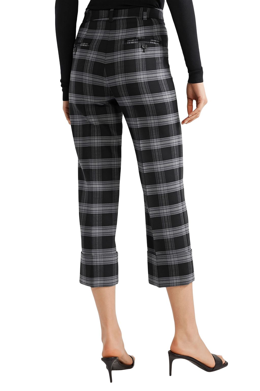 MICHAEL KORS COLLECTION Cropped checked wool-blend straight-leg pants