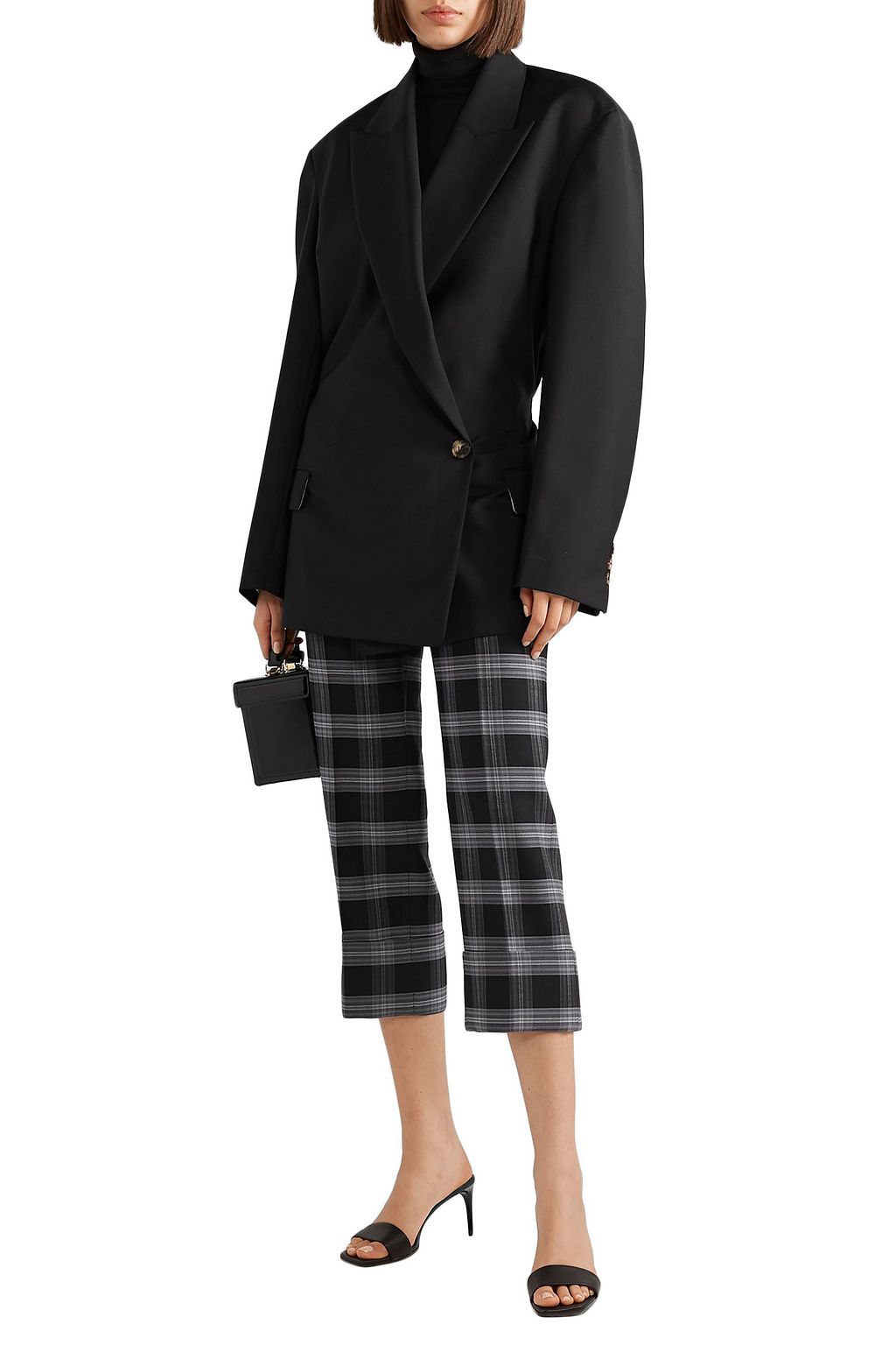 MICHAEL KORS COLLECTION Cropped checked wool-blend straight-leg pants