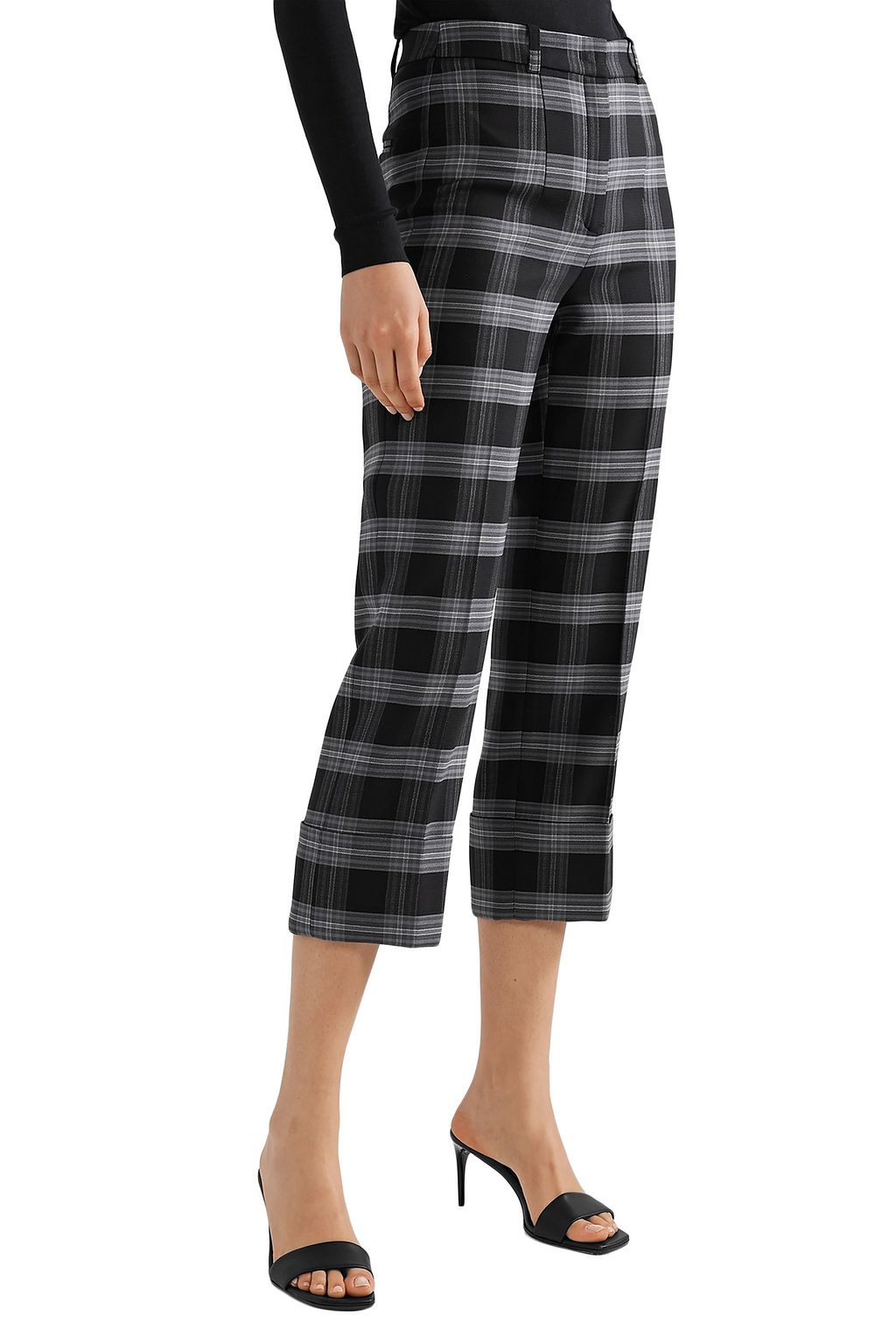MICHAEL KORS COLLECTION Cropped checked wool-blend straight-leg pants