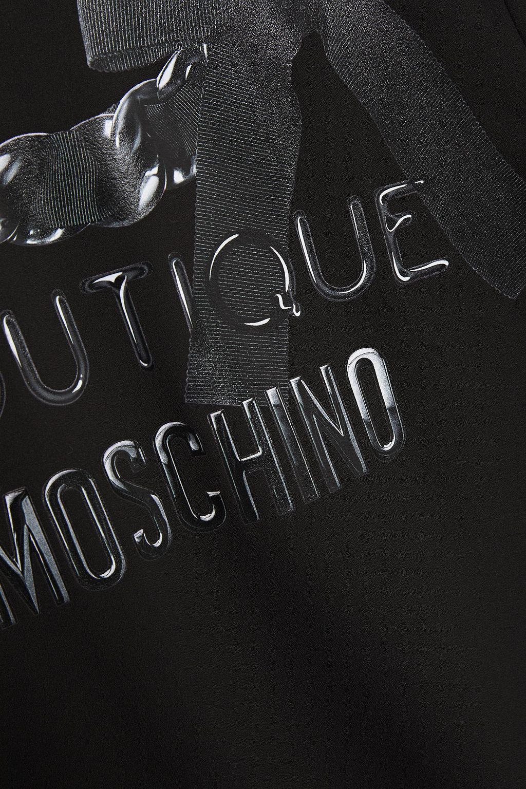 BOUTIQUE MOSCHINO Metallic logo-print stretch-crepe mini dress