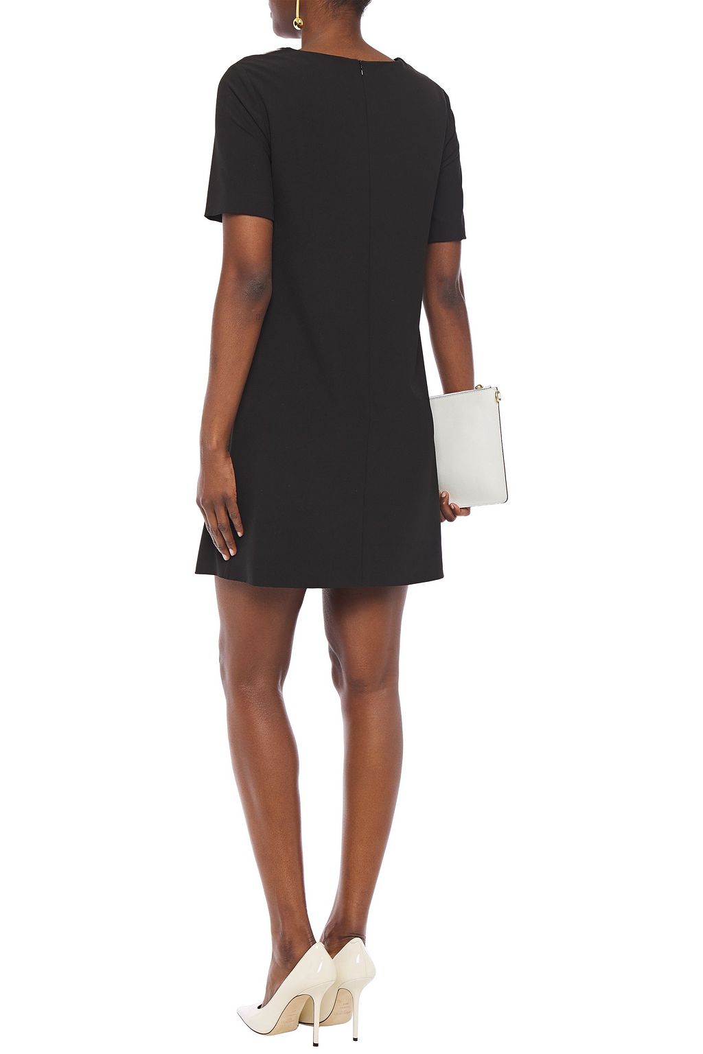 BOUTIQUE MOSCHINO Metallic logo-print stretch-crepe mini dress