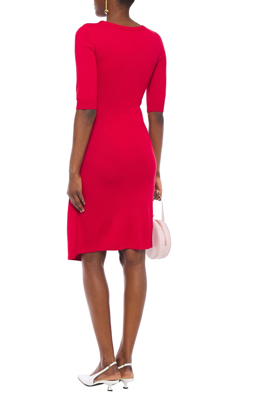 BOUTIQUE MOSCHINO Asymmetric gathered paneled knitted dress