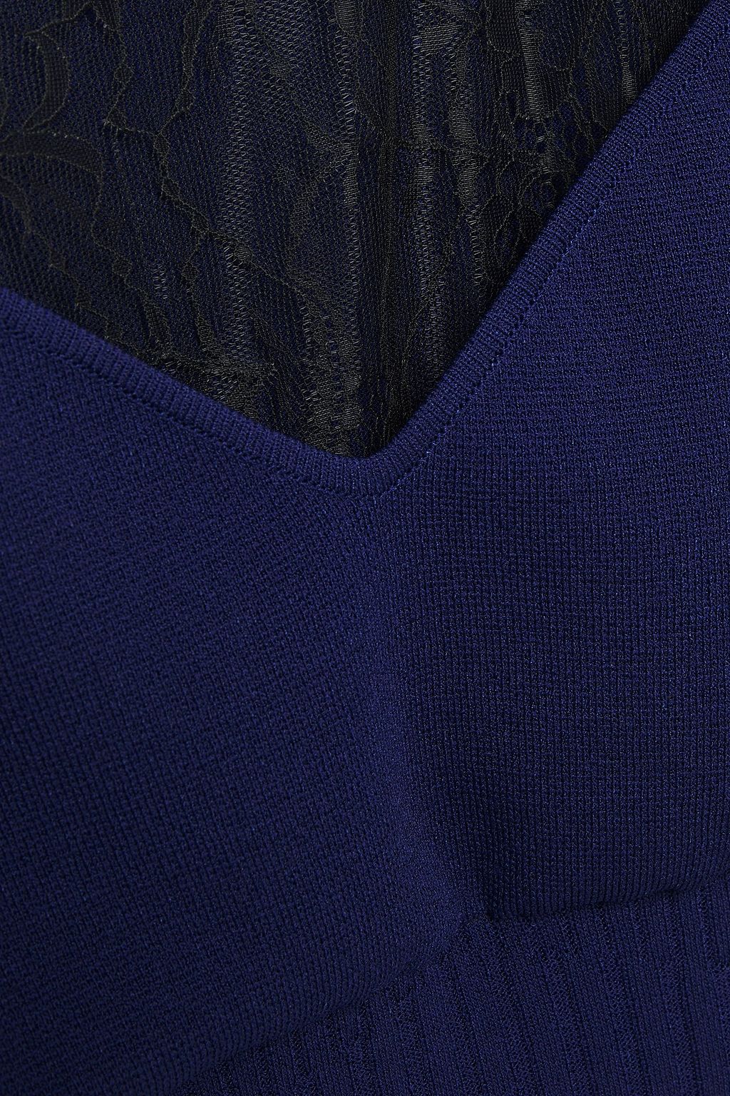 BOUTIQUE MOSCHINO Lace-layered two-tone knitted top