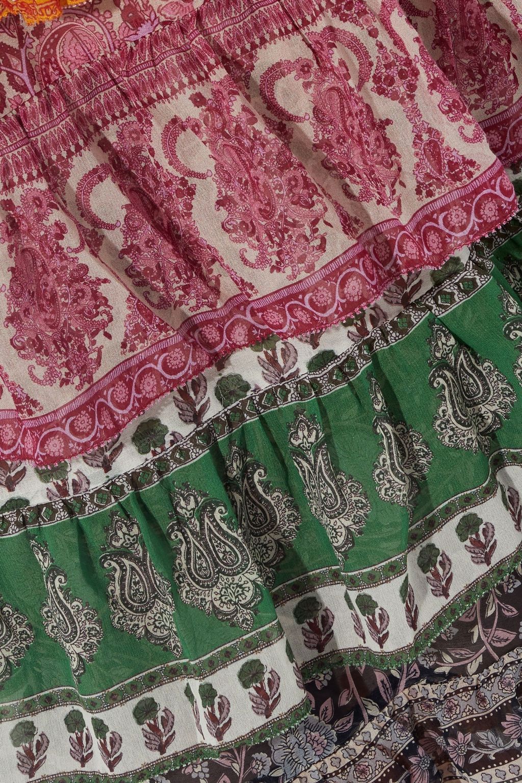 ZIMMERMANN Amari tiered printed cotton and silk-blend maxi skirt