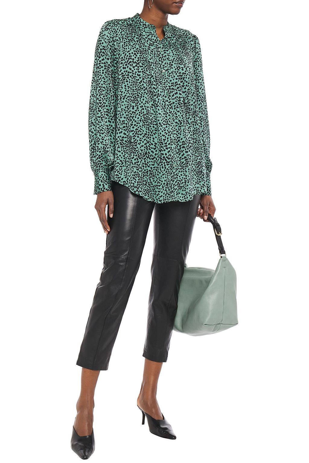 EQUIPMENT Perce pleated leopard-print crepe shirt