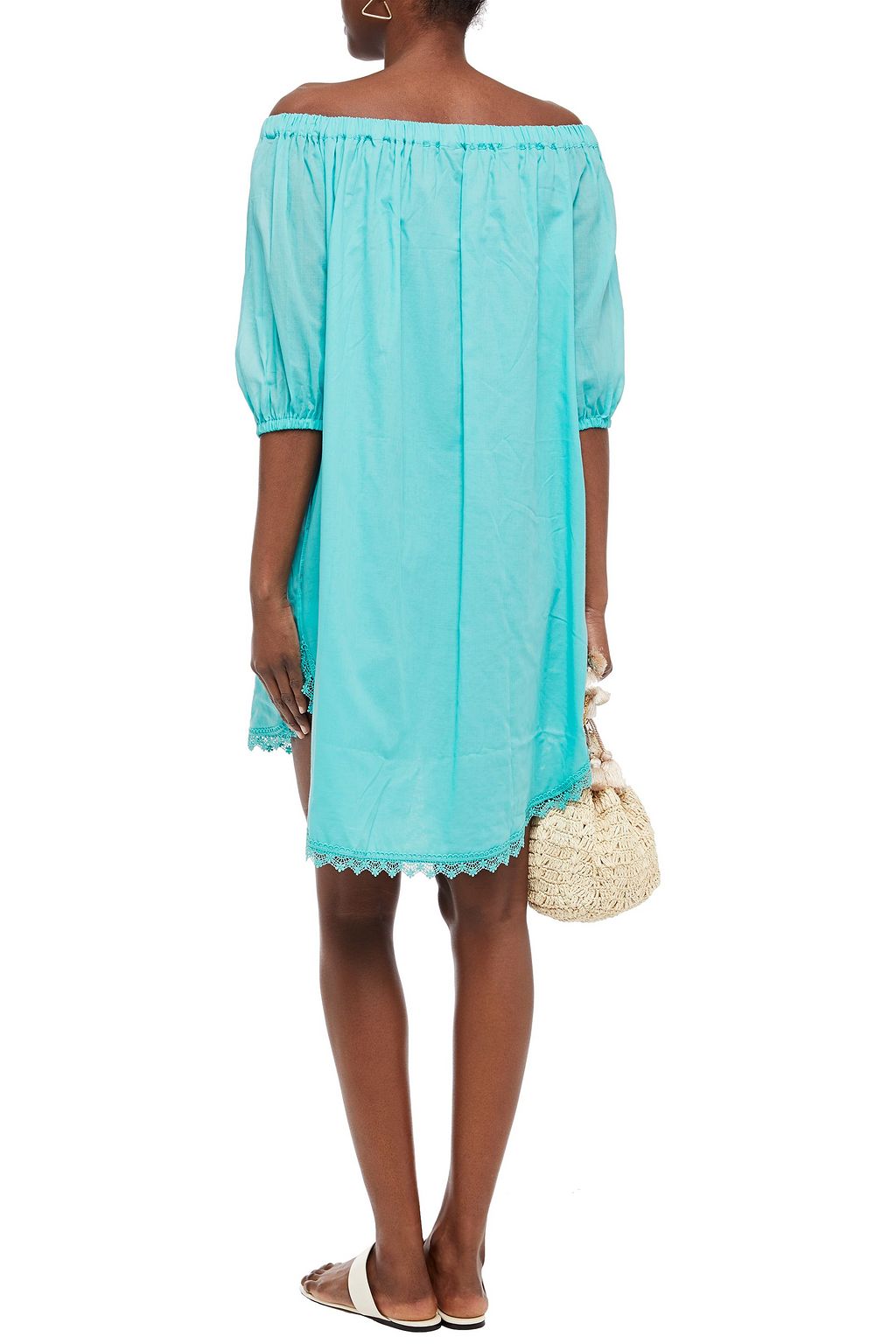 CHARO RUIZ IBIZA Crocheted lace-trimmed cotton-blend voile mini dress