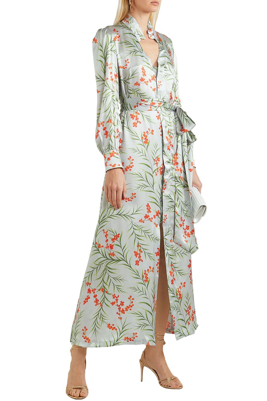 SEREN LONDON Olga belted floral-print silk-satin maxi dress