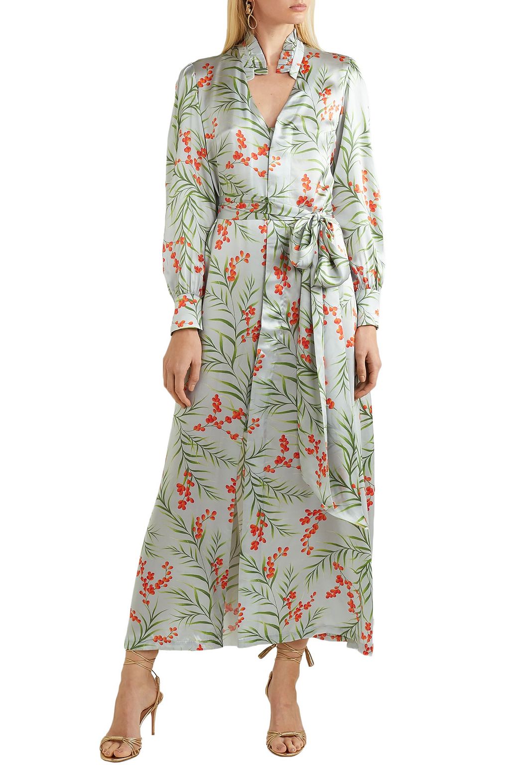 SEREN LONDON Olga belted floral-print silk-satin maxi dress
