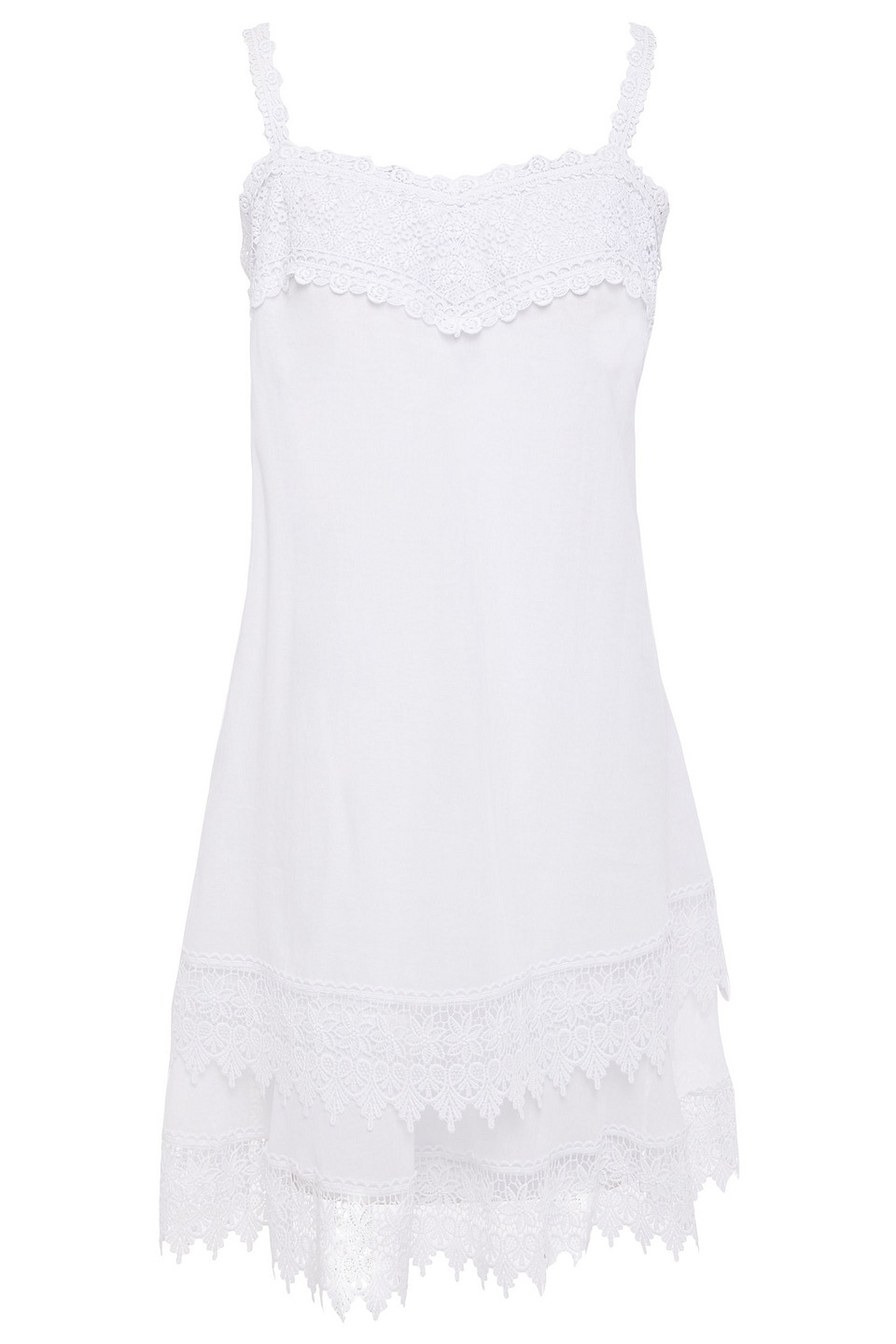 Charo Ruiz Ibiza Woman Volantes Crocheted Lace-trimmed Cotton-blend Voile Mini Dress White Size L