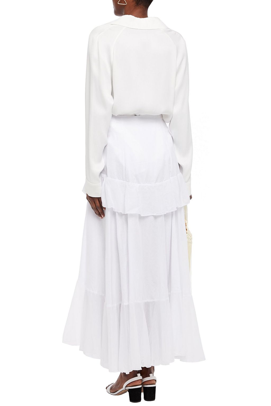 CHARO RUIZ IBIZA Niurka crocheted lace-trimmed layered cotton-blend voile maxi skirt