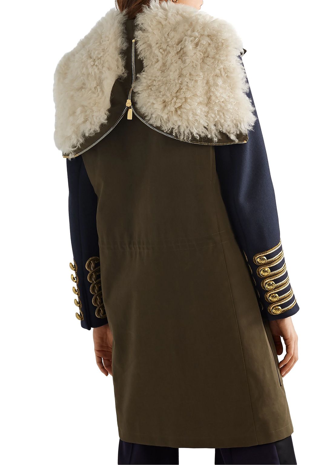 MICHAEL KORS COLLECTION Shearling-trimmed felt-paneled cotton-gabardine hooded coat