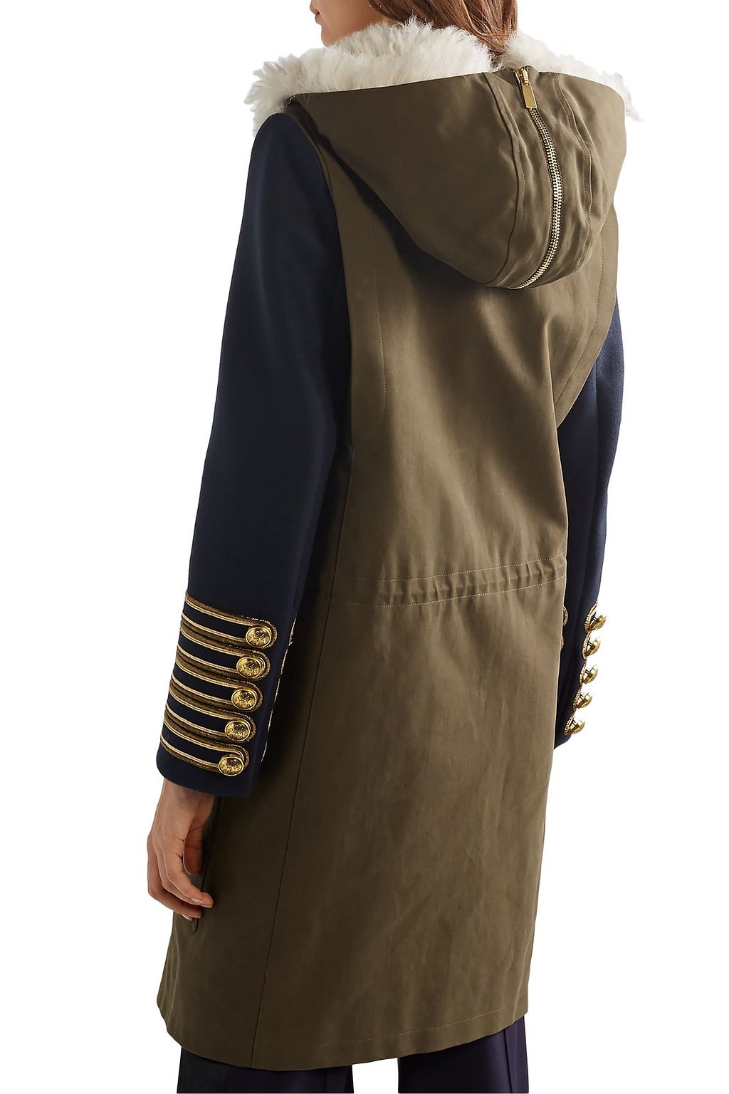 MICHAEL KORS COLLECTION Shearling-trimmed felt-paneled cotton-gabardine hooded coat