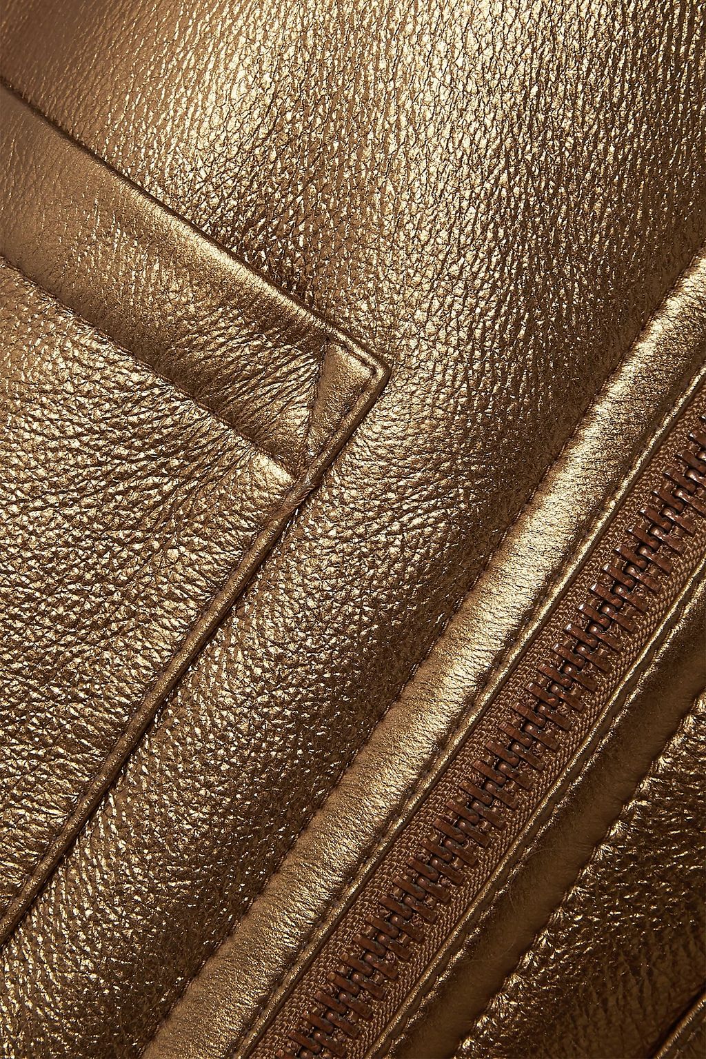 MICHAEL KORS COLLECTION Shearling-trimmed metallic textured-leather biker jacket