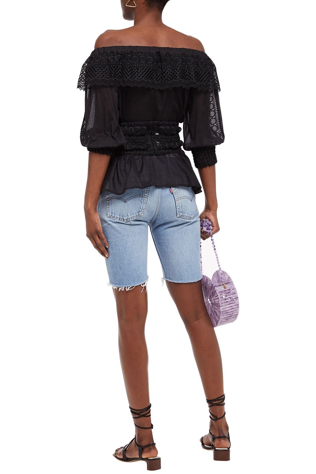 CHARO RUIZ IBIZA Vero off-the-shoulder crocheted lace-trimmed cotton-blend voile top