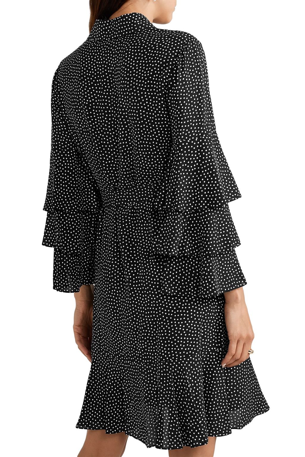 MICHAEL KORS COLLECTION Belted tiered polka-dot silk-crepe mini dress