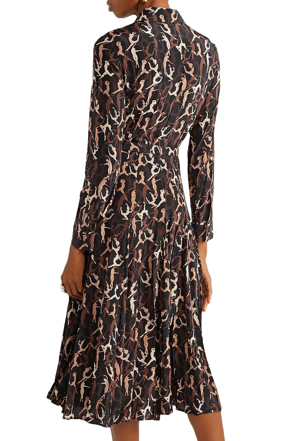 MICHAEL KORS COLLECTION Belted printed silk crepe de chine midi dress