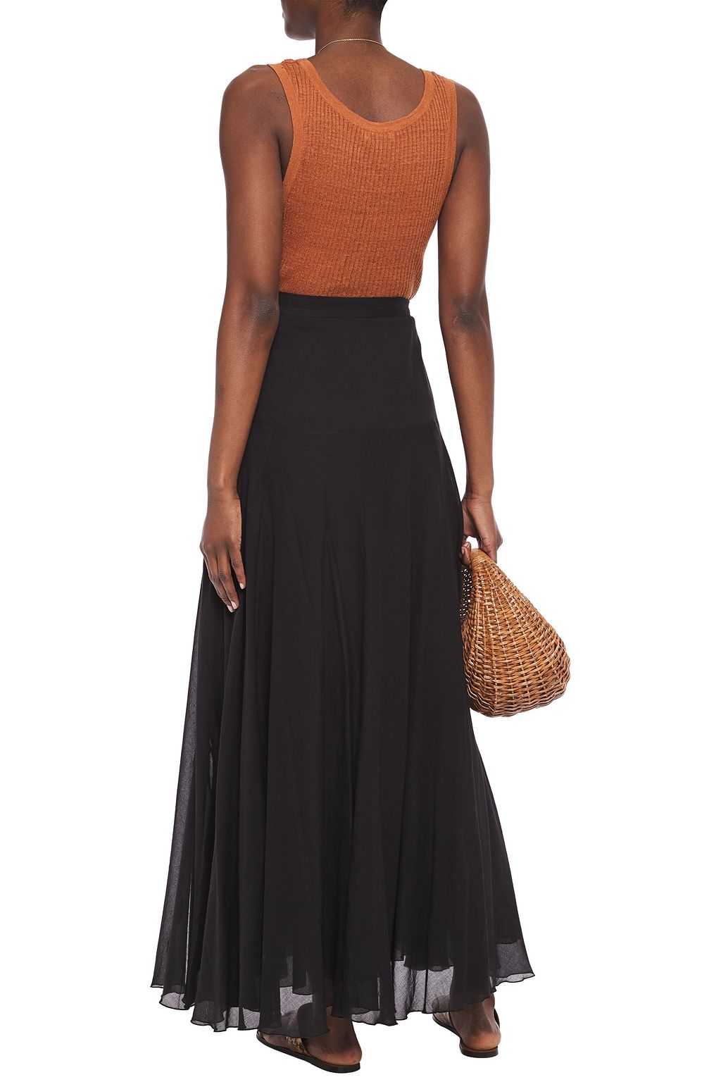 CHARO RUIZ IBIZA Zuri crocheted lace-trimmed cotton-blend voile maxi skirt