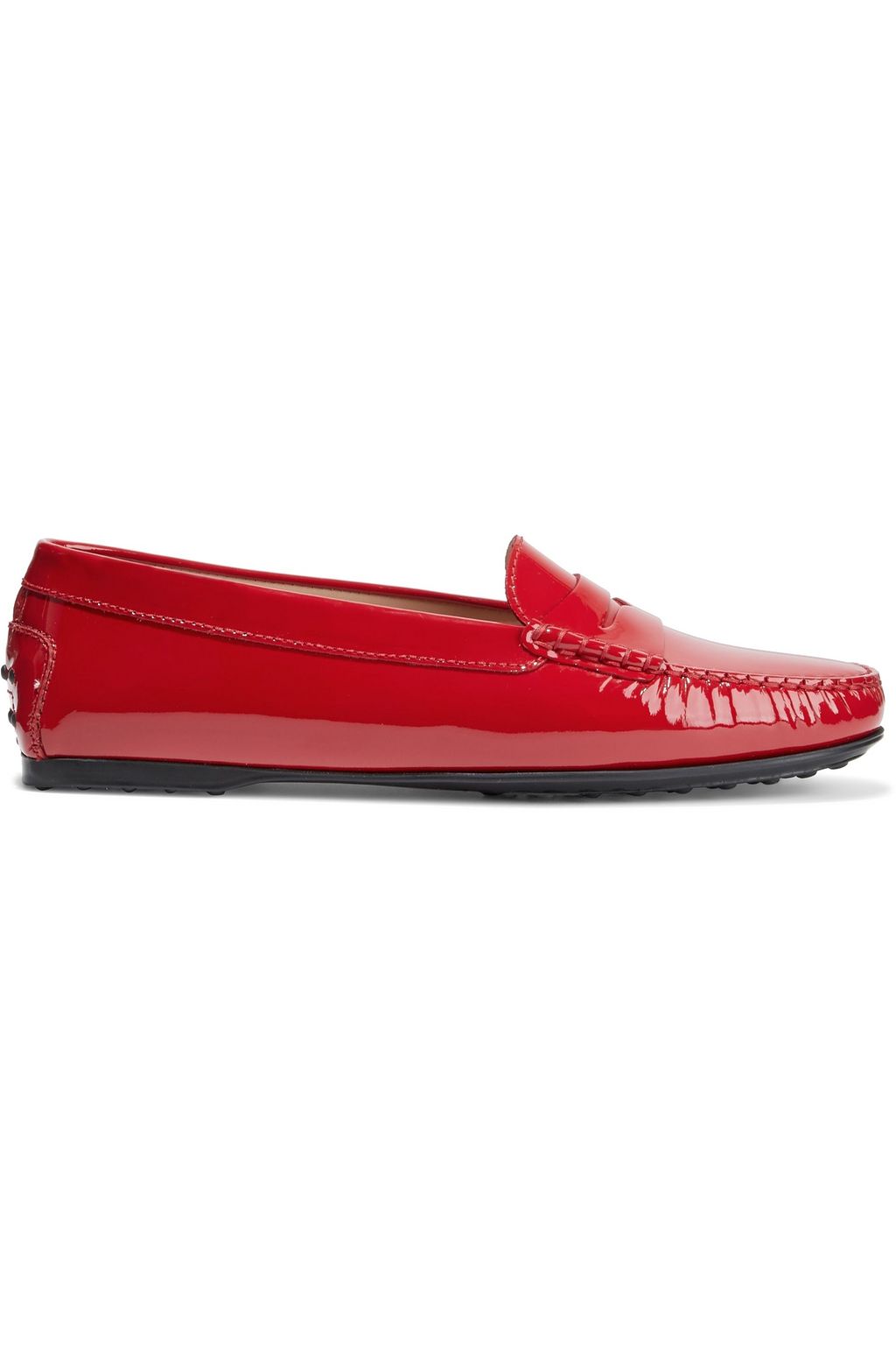 red patent leather loafers