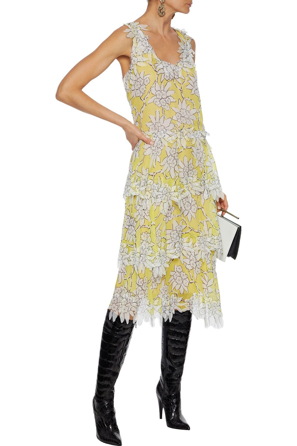VALENTINO GARAVANI Tiered floral-print silk-chiffon midi dress
