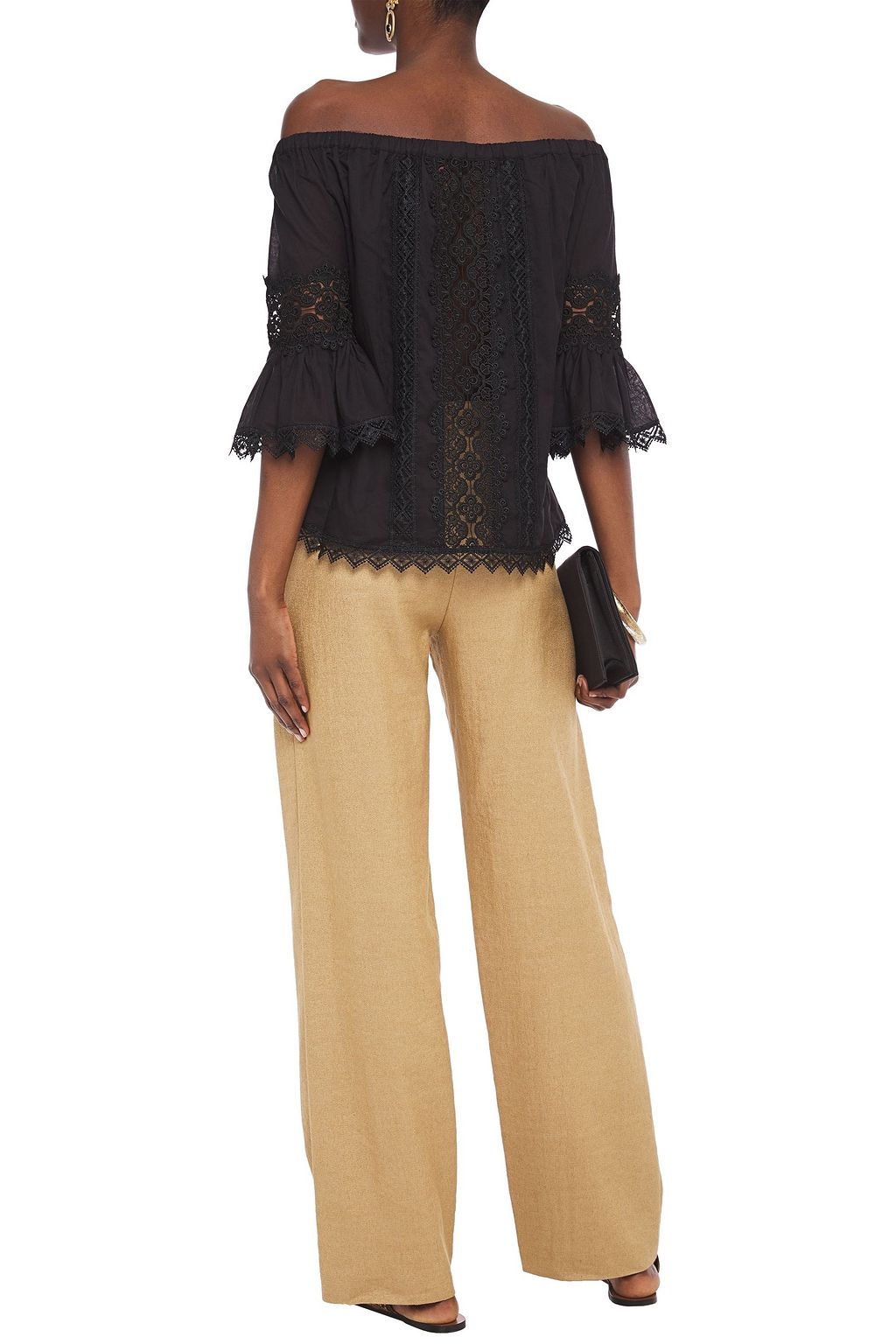 CHARO RUIZ IBIZA Gaya off-the-shoulder crocheted lace-trimmed cotton-blend voile blouse