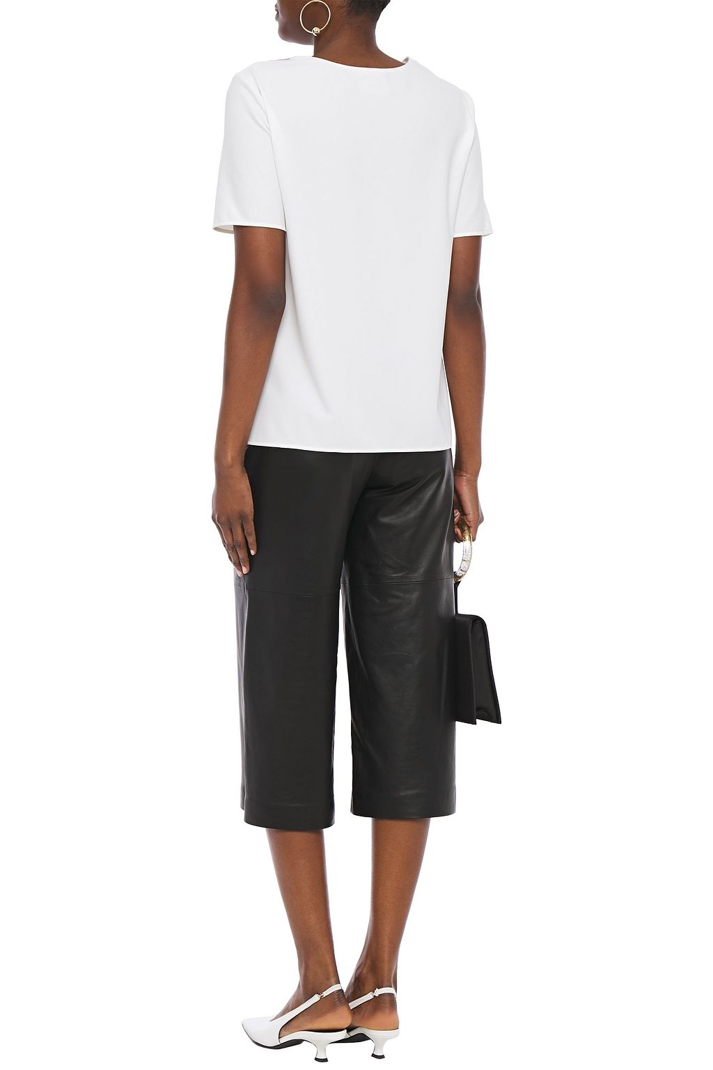 BOUTIQUE MOSCHINO Metallic logo-print stretch-crepe T-shirt