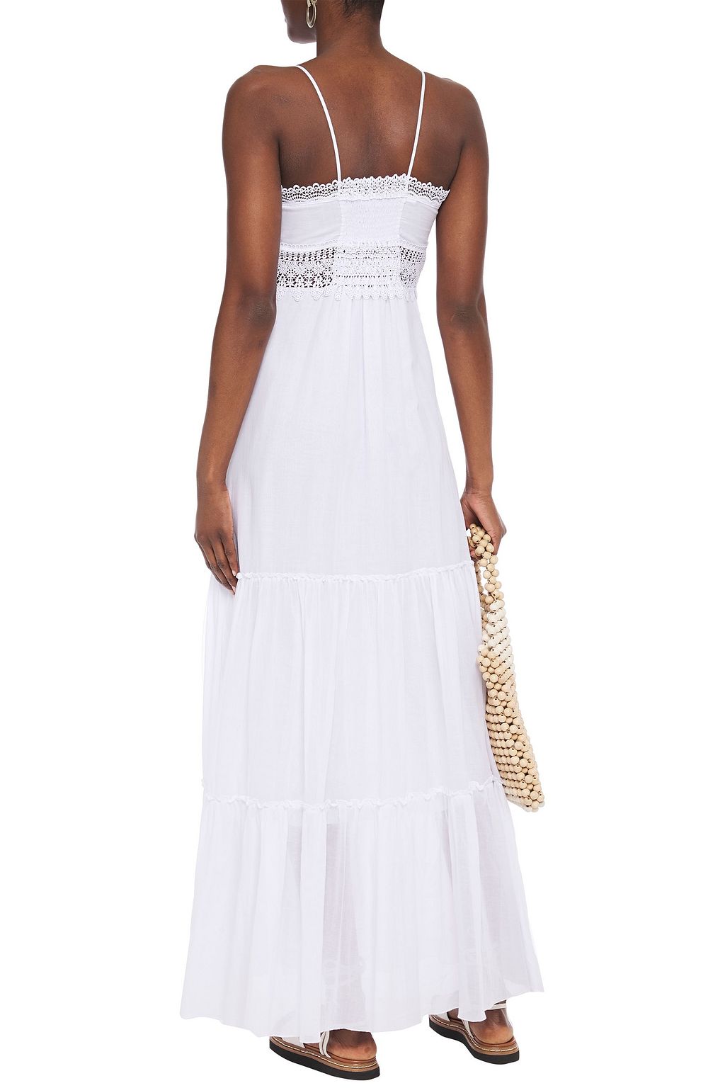 CHARO RUIZ IBIZA Crocheted lace-trimmed cotton-blend voile maxi dress