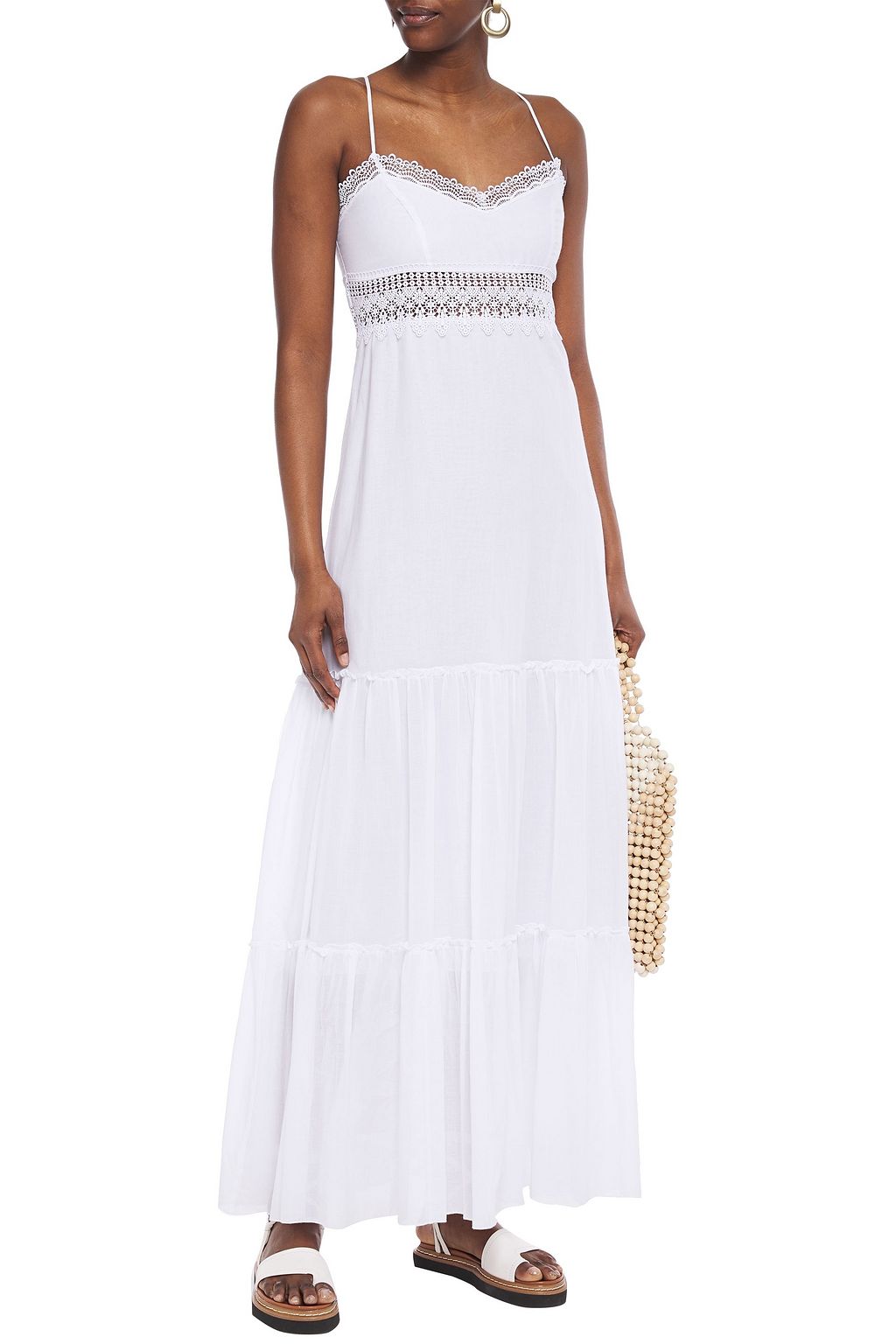 CHARO RUIZ IBIZA Crocheted lace-trimmed cotton-blend voile maxi dress