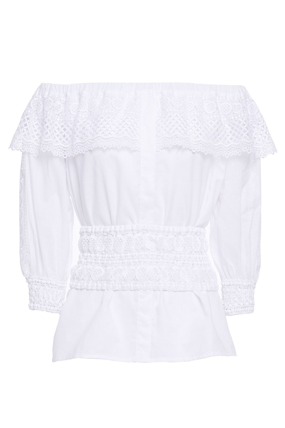Charo Ruiz Ibiza Woman Vero Off-the-shoulder Crocheted Lace-trimmed Cotton-blend Voile Top White Size M