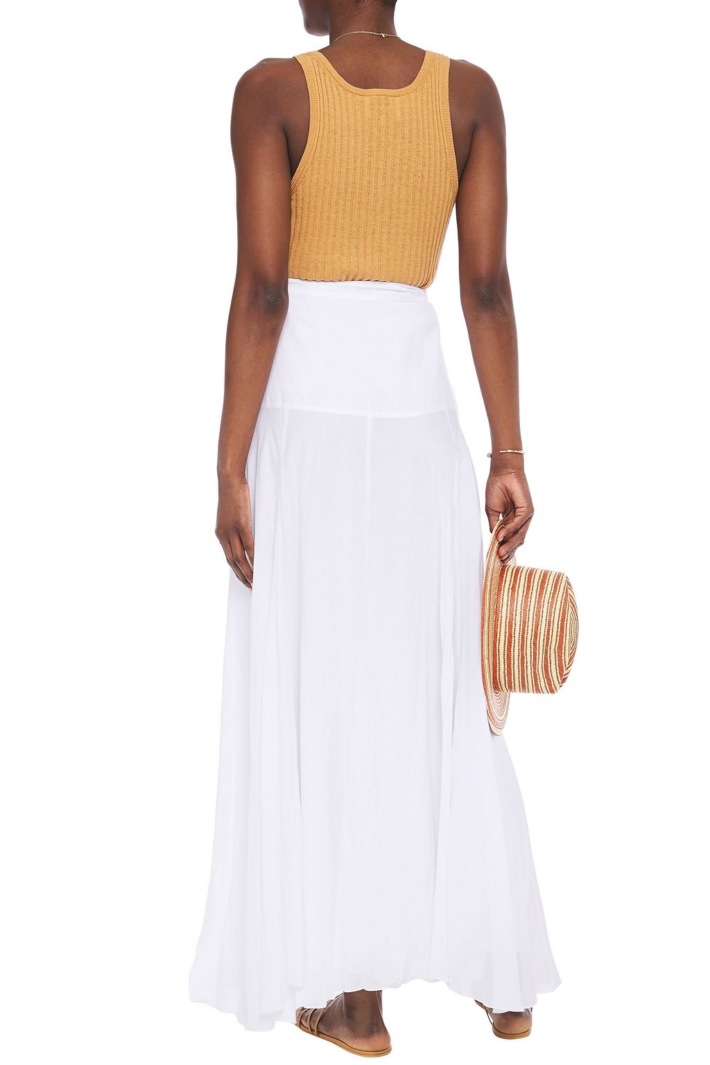 CHARO RUIZ IBIZA Zuri crocheted lace-trimmed cotton-blend voile maxi skirt