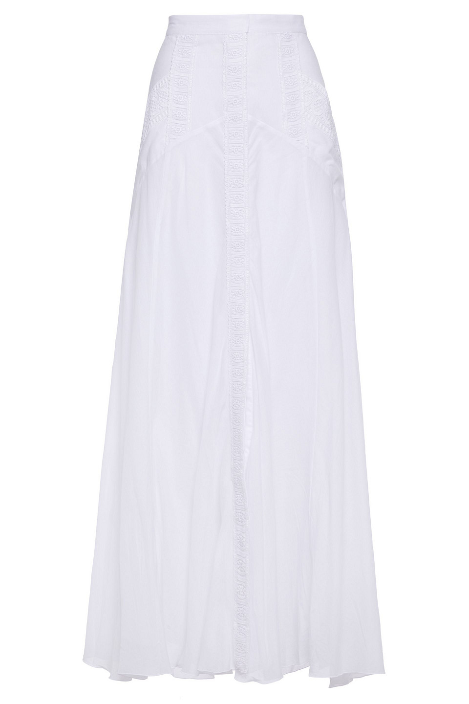 Charo Ruiz Ibiza Woman Zuri Crocheted Lace-trimmed Cotton-blend Voile Maxi Skirt White Size XL