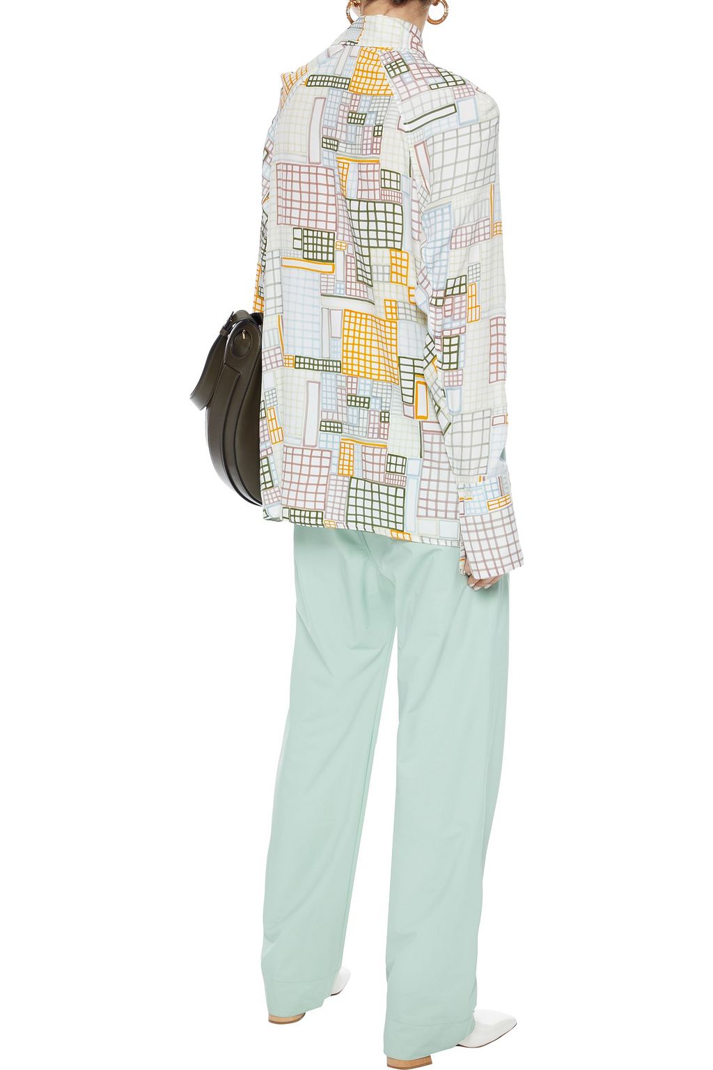 ROSETTA GETTY Asymmetric printed crepe de chine shirt