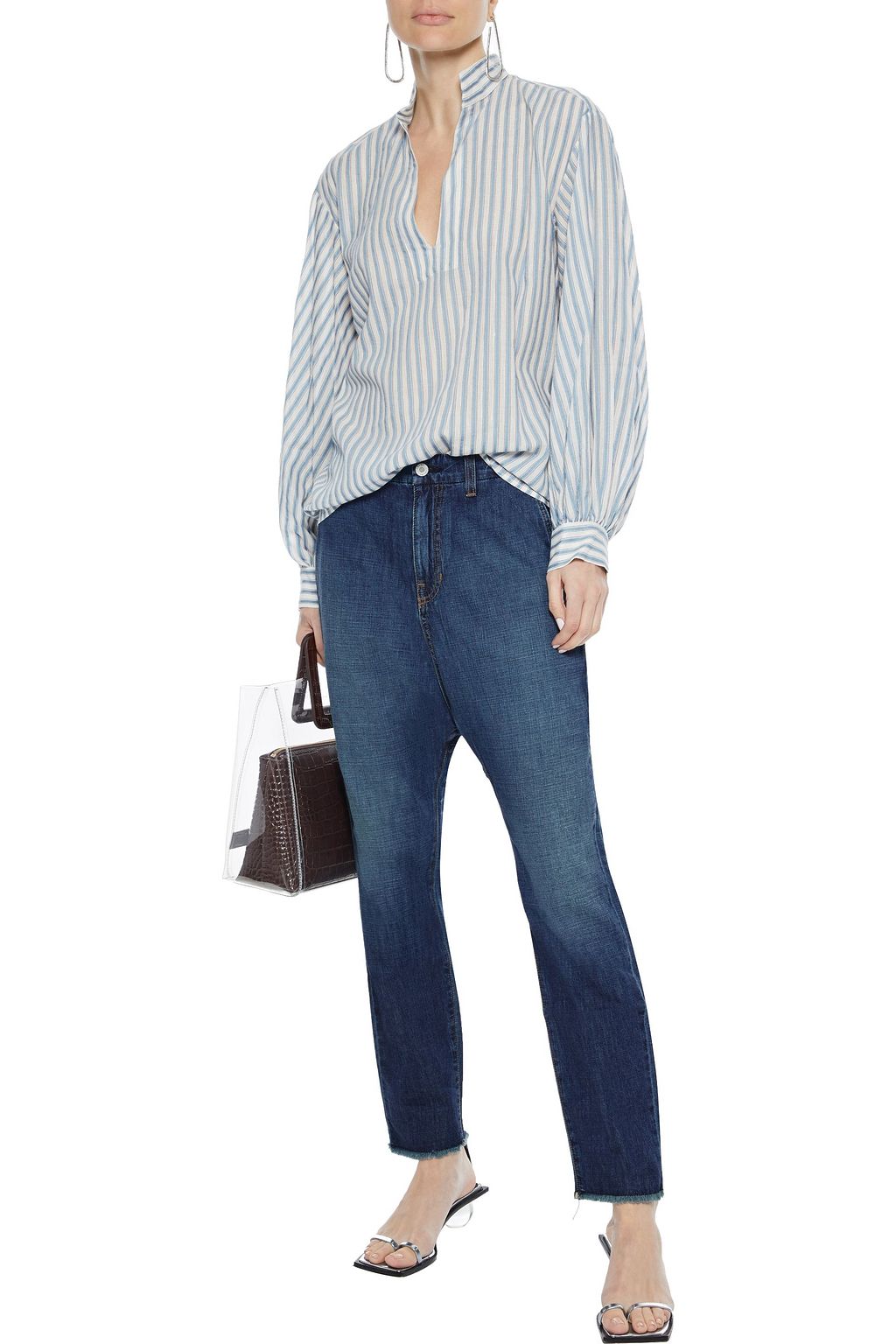 low rise tapered jeans
