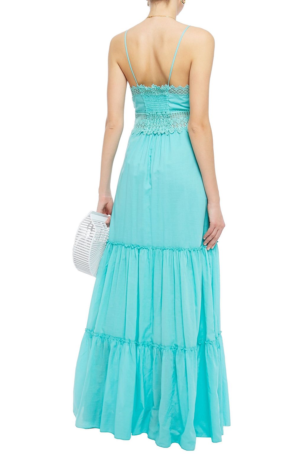 CHARO RUIZ IBIZA Crocheted lace-trimmed cotton-blend voile maxi dress