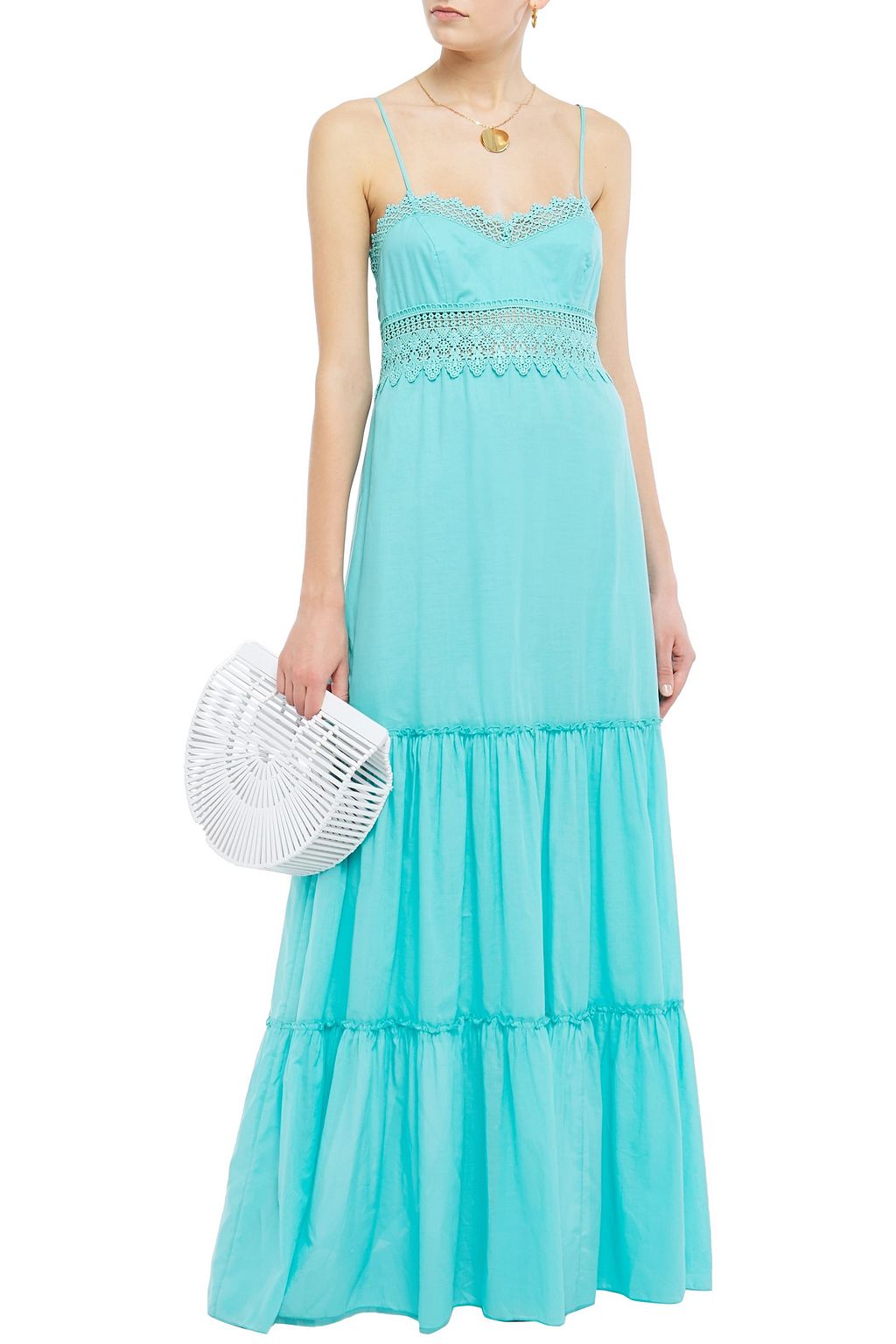 CHARO RUIZ IBIZA Crocheted lace-trimmed cotton-blend voile maxi dress