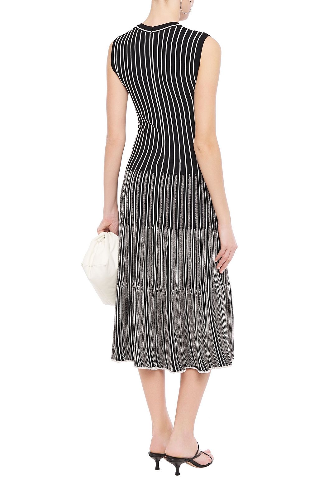 CASASOLA Pleated striped jacquard-knit midi dress