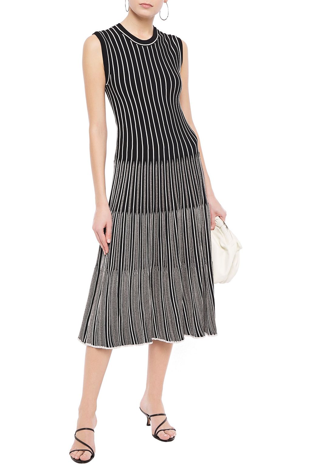 CASASOLA Pleated striped jacquard-knit midi dress