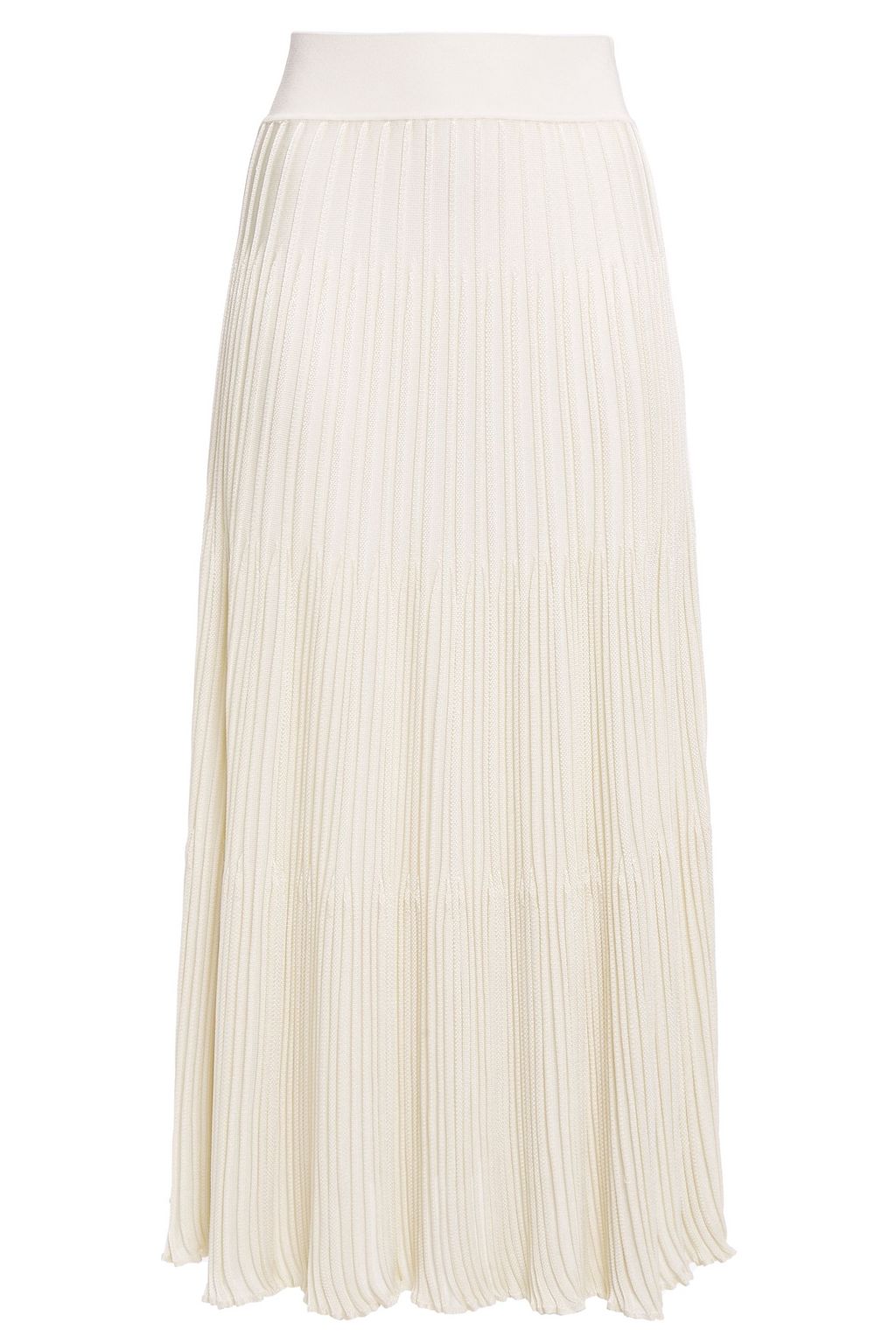 cream ribbed midi skirt