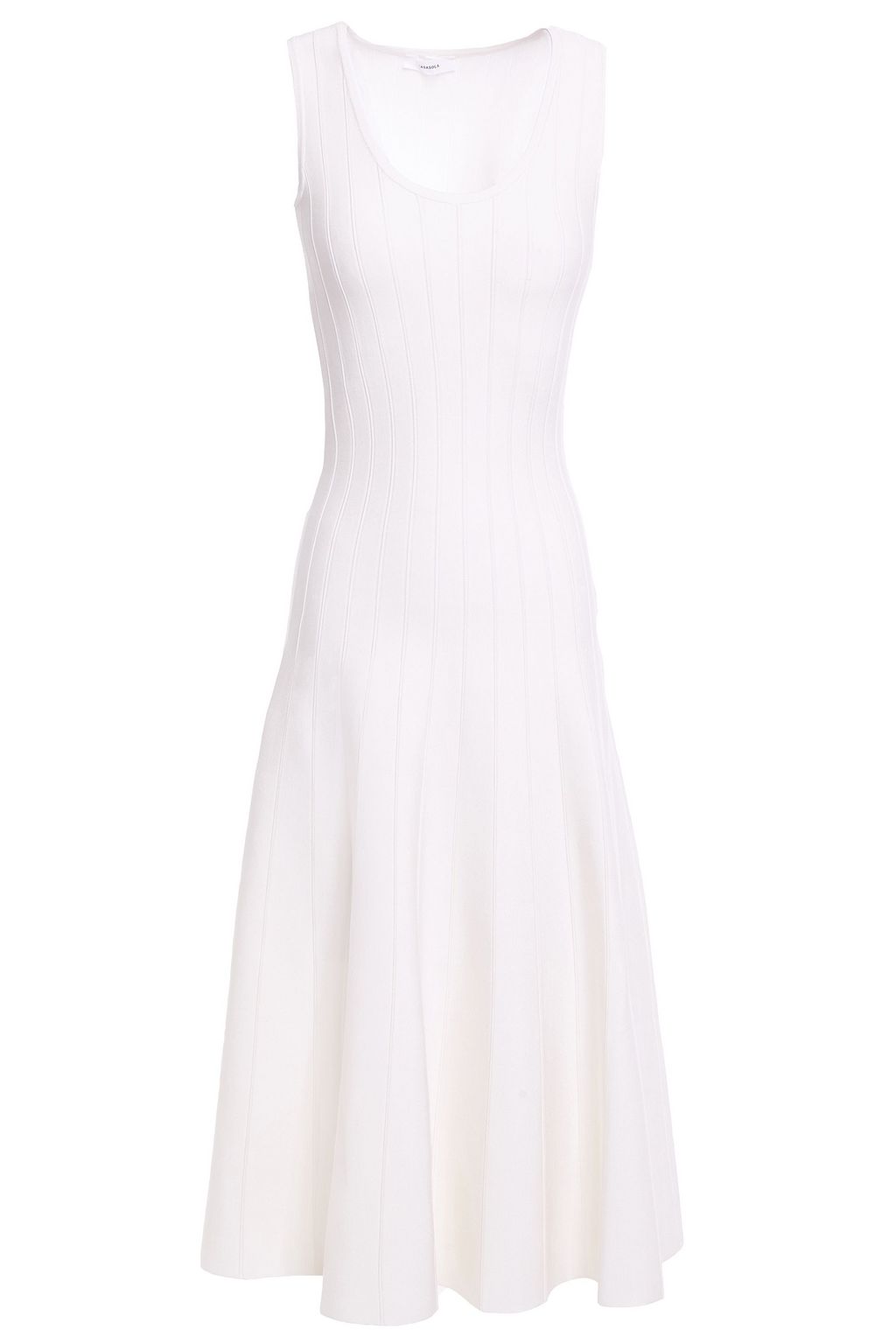 ribbed white midi dress