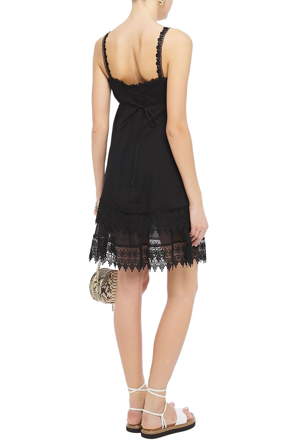 CHARO RUIZ IBIZA Volantes crocheted lace-trimmed cotton-blend voile mini dress