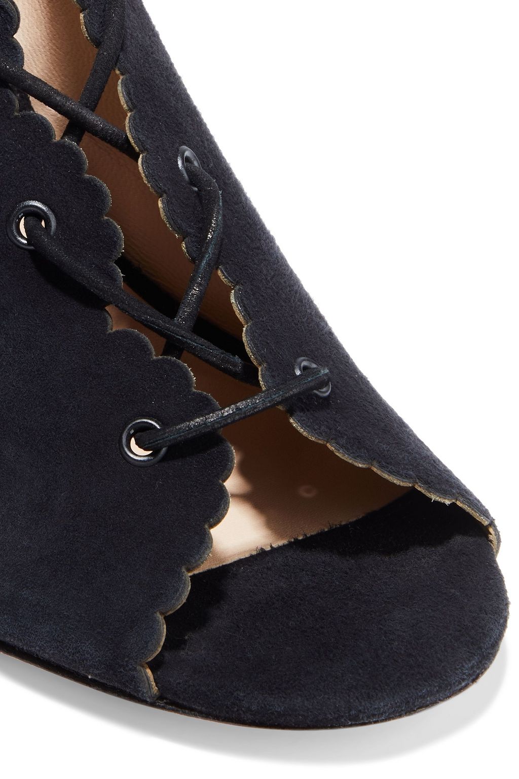 ZIMMERMANN Ghillie lace-up scalloped suede ankle boots