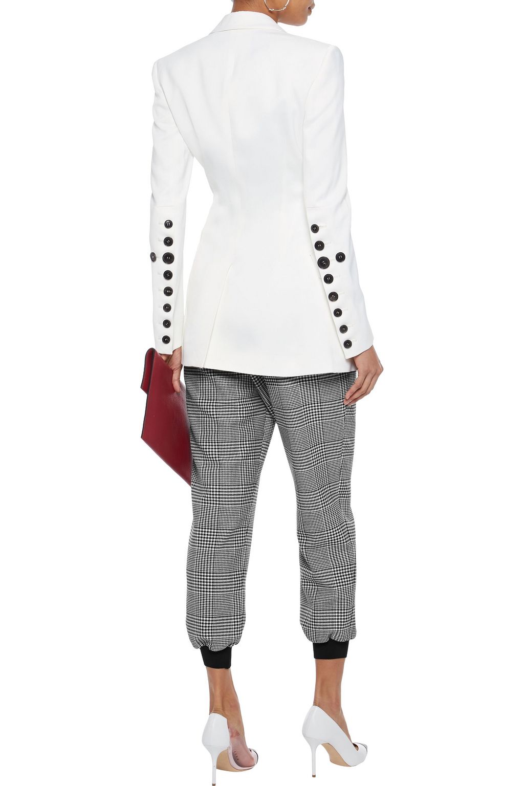 ALICE + OLIVIA Pete cropped Prince of Wales checked woven tapered pants