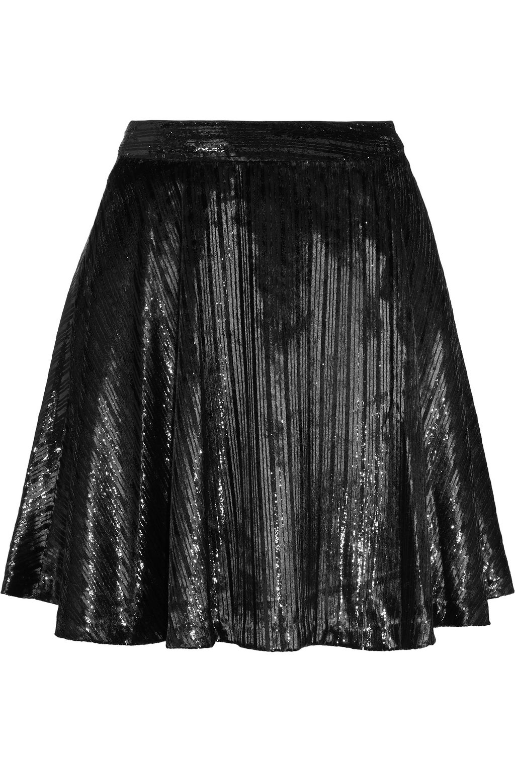ブラック ストライプメタリックベルベット ミニスカート The Outnet Alice Olivia The Outnet ブラック ストライプメタリックベルベット ミニスカート The Outnet Alice Olivia The Outnet